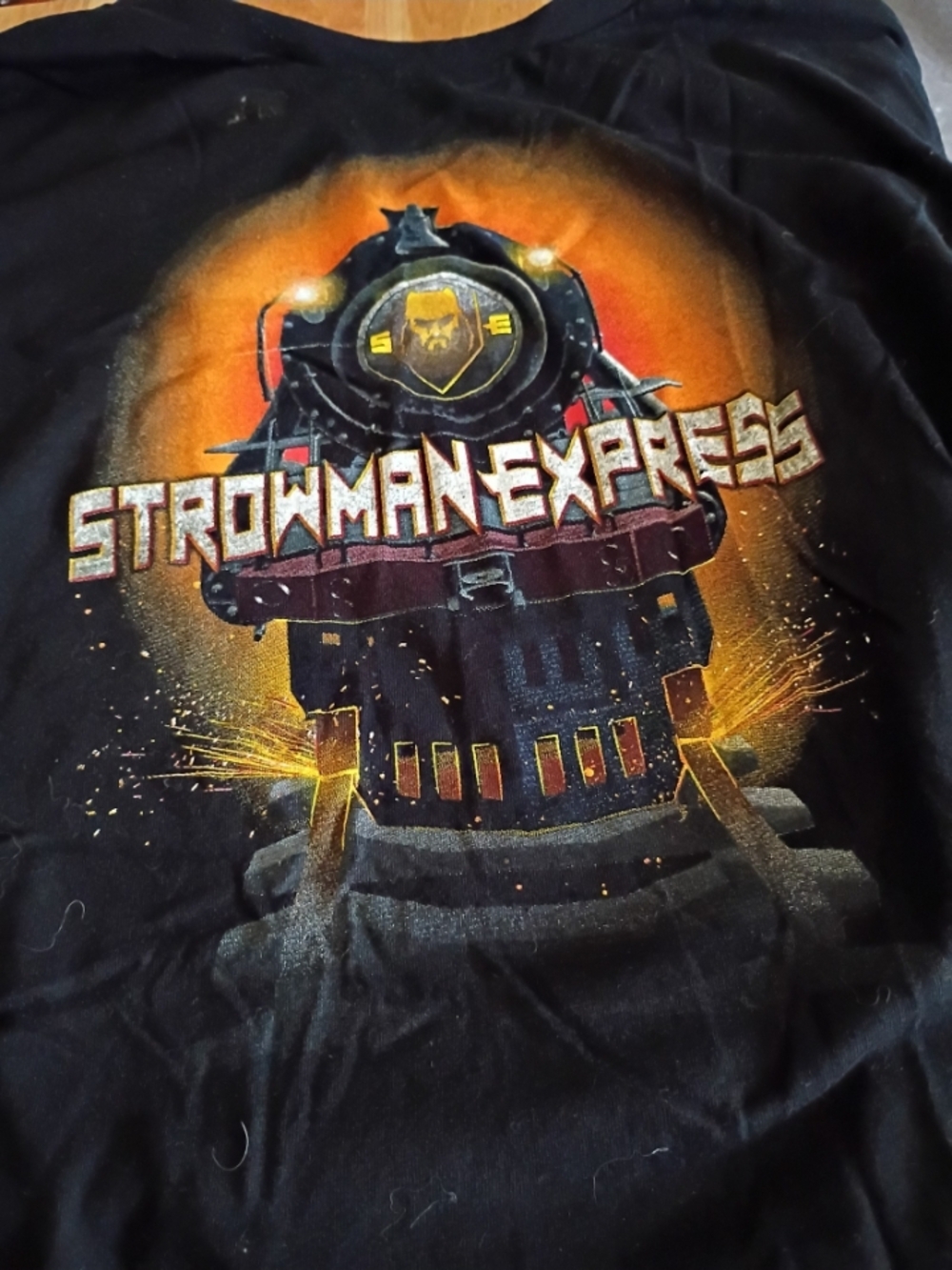 WWE Strowman Express Black Graphic Tee with Orange Accents - OOP